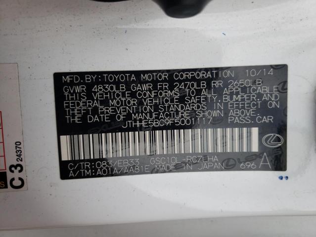 Photo 10 from auction – 2015 LEXUS RC 350 with VIN JTHHE5BC9F5001117