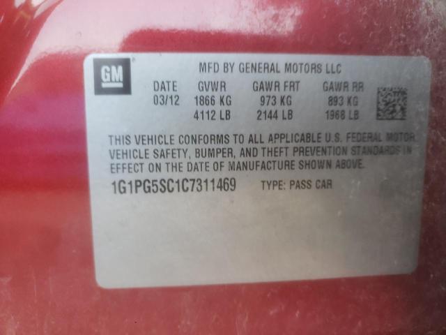 Photo 10 from auction – 2012 CHEVROLET CRUZE LT with VIN 1G1PG5SC1C7311469