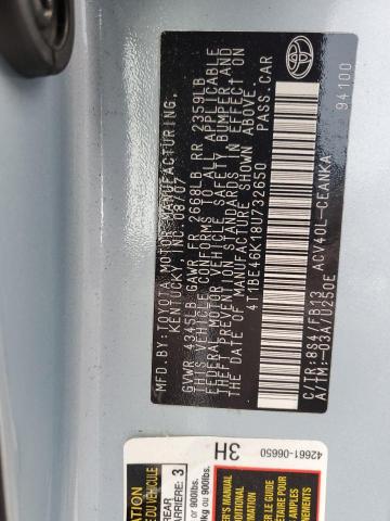 Photo 10 from auction – 2008 TOYOTA CAMRY CE with VIN 4T1BE46K18U732650