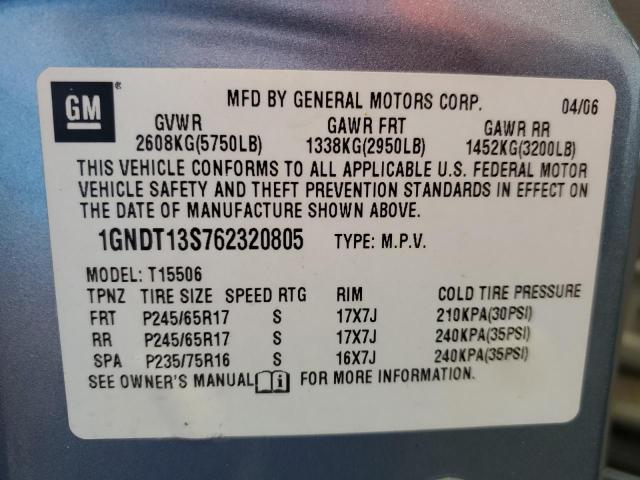 Photo 10 from auction – 2006 CHEVROLET TRAILBLAZE with VIN 1GNDT13S762320805
