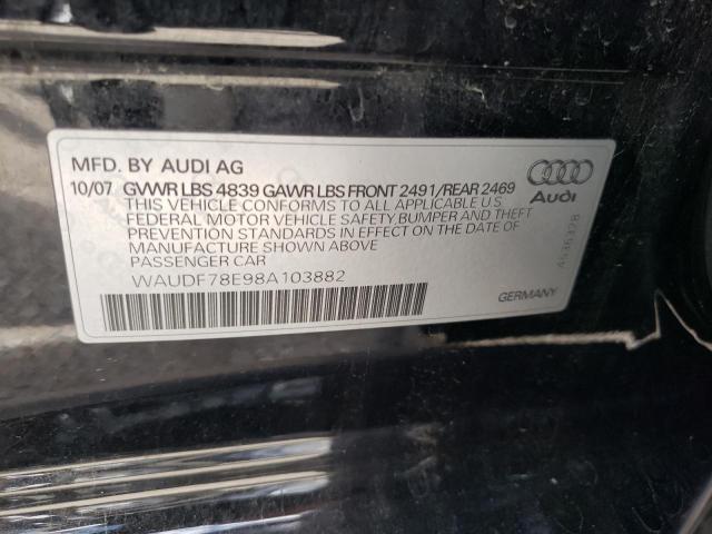 Photo 10 from auction – 2008 AUDI A4 2.0T QU with VIN WAUDF78E98A103882