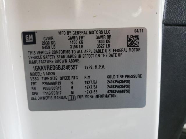 Photo 10 from auction – 2011 GMC ACADIA SLT with VIN 1GKKVRED6BJ348557