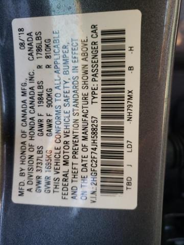 Photo 10 from auction – 2018 HONDA CIVIC EX with VIN 2HGFC2F74JH588257