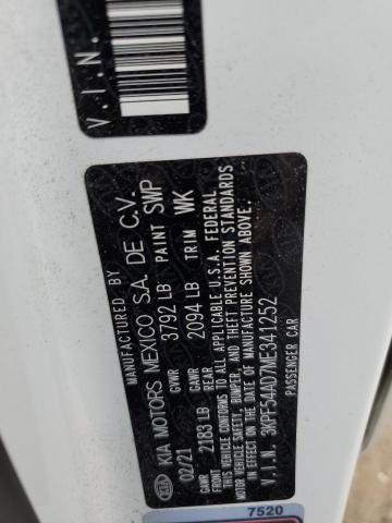 Photo 10 from auction – 2021 KIA FORTE EX with VIN 3KPF54AD7ME341252