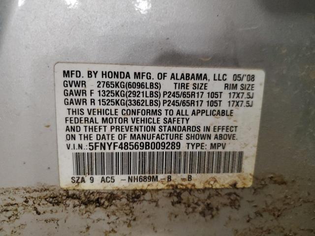 Photo 10 from auction – 2009 HONDA PILOT EXL with VIN 5FNYF48569B009289