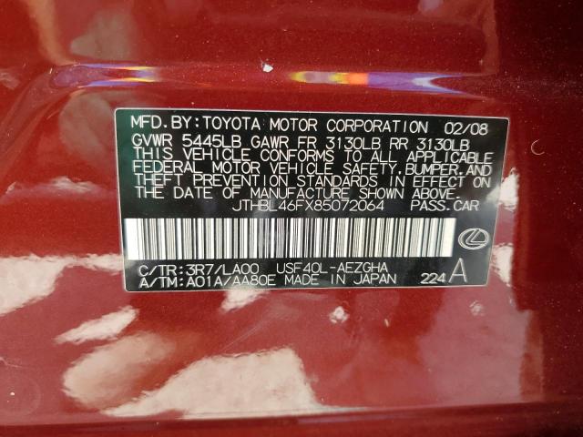Photo 10 from auction – 2008 LEXUS LS 460 with VIN JTHBL46FX85072064