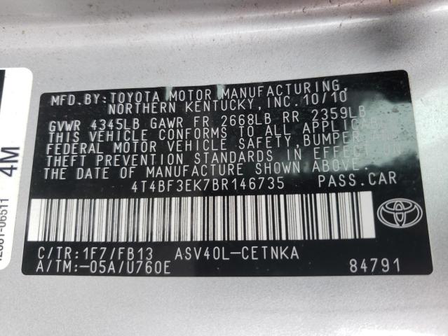 Снимка 10 от търг – 2011 TOYOTA CAMRY BASE с VIN 4T4BF3EK7BR146735