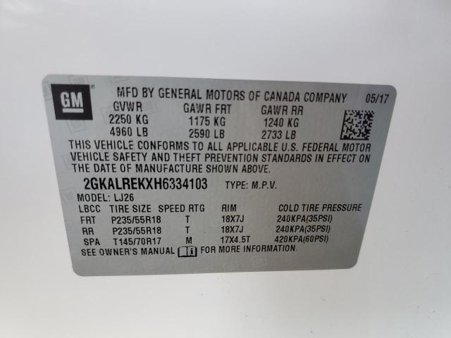 Photo 10 from auction – 2017 GMC TERRAIN DE with VIN 2GKALREKXH6334103