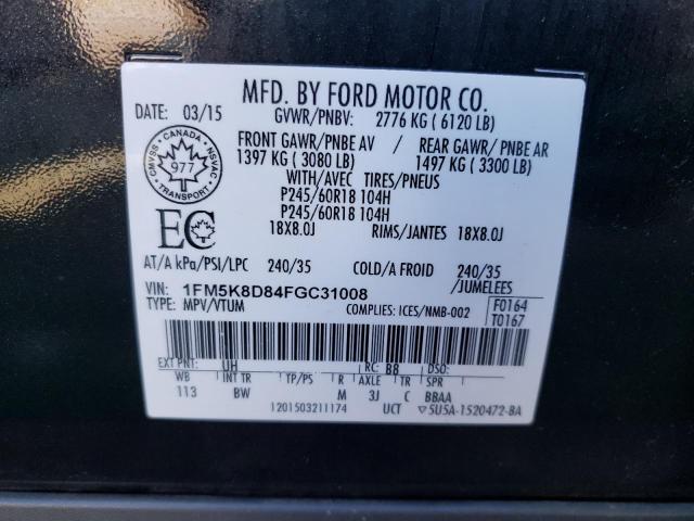 Photo 10 from auction – 2015 FORD EXPLORER X with VIN 1FM5K8D84FGC31008