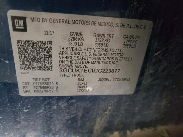 Photo 10 from auction – 2018 CHEVROLET SILVERADO with VIN 3GCUKTEC0JG223877