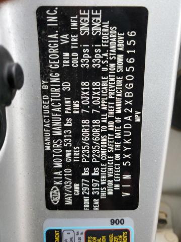 Photo 10 from auction – 2011 KIA SORENTO EX with VIN 5XYKUDA2XBG056156