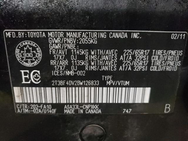 Photo 10 from auction – 2011 TOYOTA RAV4 with VIN 2T3BF4DV2BW126833