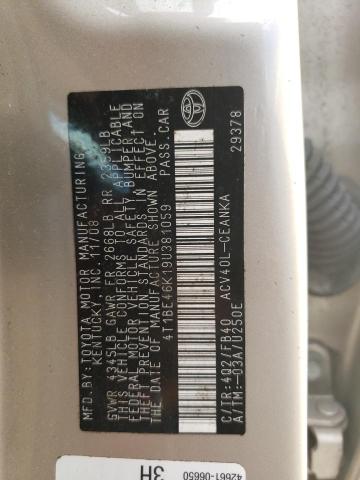 Photo 10 from auction – 2009 TOYOTA CAMRY BASE with VIN 4T1BE46K19U381059