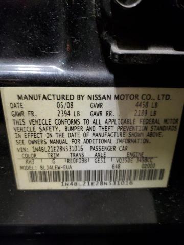 Photo 10 from auction – 2008 NISSAN ALTIMA 3.5 with VIN 1N4BL21E28N531016