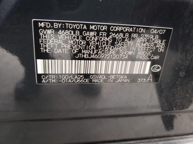 Photo 10 from auction – 2007 LEXUS ES 350 with VIN JTHBJ46G972120734