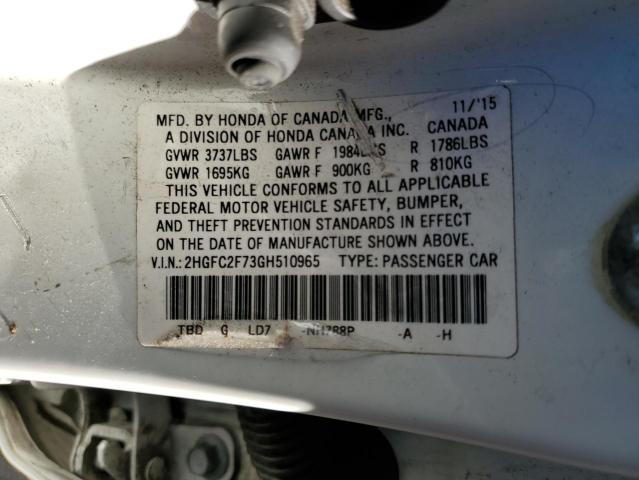 Photo 10 from auction – 2016 HONDA CIVIC EX with VIN 2HGFC2F73GH510965
