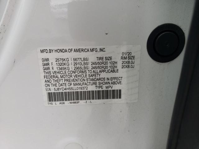 Photo 10 from auction – 2020 ACURA MDX TECHNO with VIN 5J8YD4H55LL019372