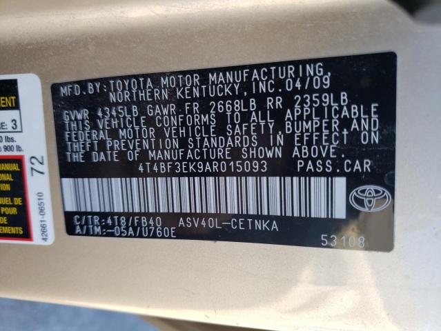 Photo 10 from auction – 2010 TOYOTA CAMRY with VIN 4T4BF3EK9AR015093