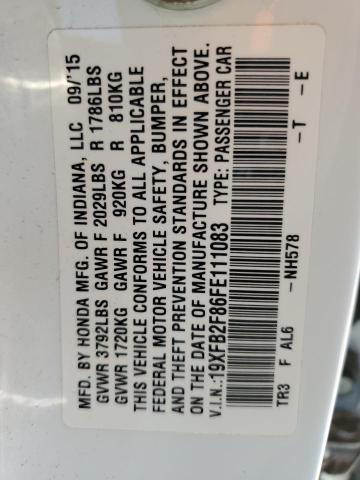 Photo 10 from auction – 2015 HONDA CIVIC EX with VIN 19XFB2F86FE111083