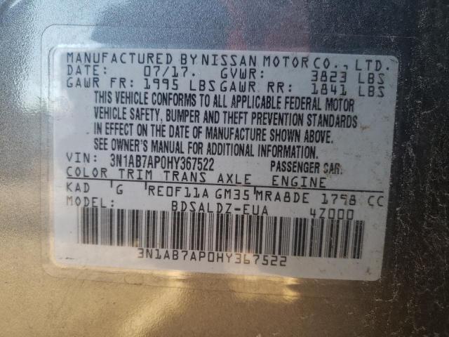 Photo 10 from auction – 2017 NISSAN SENTRA S with VIN 3N1AB7AP0HY367522