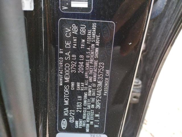 Photo 10 from auction – 2021 KIA FORTE FE with VIN 3KPF24AD3ME357523