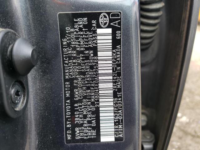Photo 10 from auction – 2010 TOYOTA COROLLA BA with VIN 2T1BU4EE0AC525768
