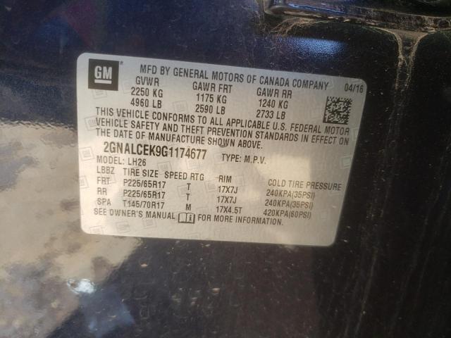 Photo 10 from auction – 2016 CHEVROLET EQUINOX LT with VIN 2GNALCEK9G1174677