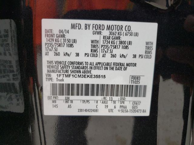 Photo 10 from auction – 2014 FORD F150 with VIN 1FTMF1CM3EKE35515