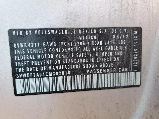 Photo 10 from auction – 2012 VOLKSWAGEN JETTA SE with VIN 3VWDP7AJ4CM392816