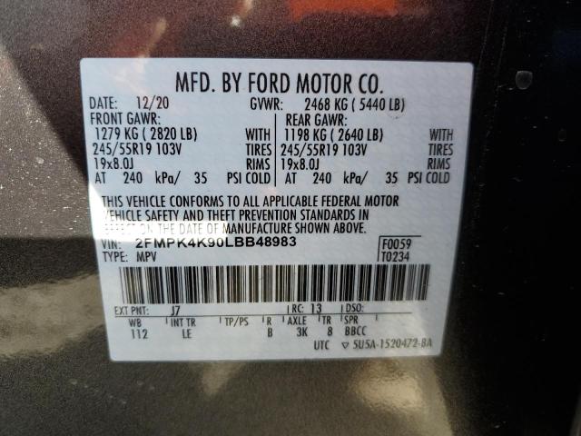 Photo 10 from auction – 2020 FORD EDGE TITAN with VIN 2FMPK4K90LBB48983