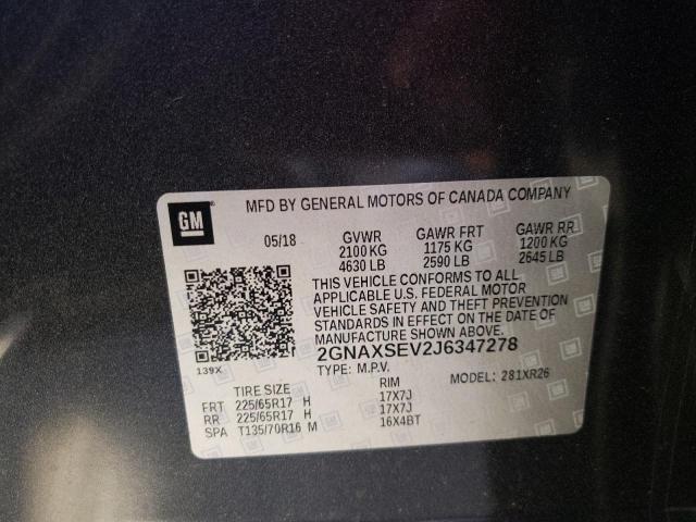 Photo 10 from auction – 2018 CHEVROLET EQUINOX LT with VIN 2GNAXSEV2J6347278