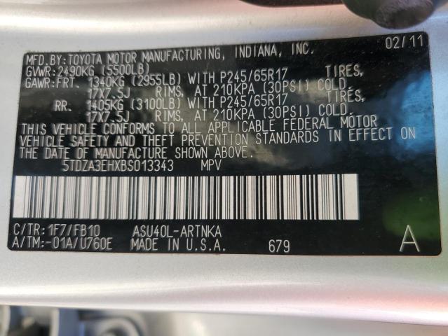 Фото 10 с аукциона – 2011 TOYOTA HIGHLANDER с VIN 5TDZA3EHXBS013343