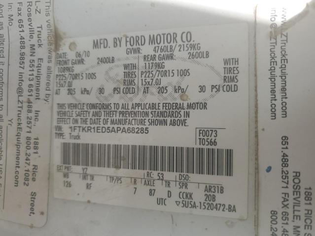 Photo 10 from auction – 2010 FORD RANGER SUP with VIN 1FTKR1ED5APA68285