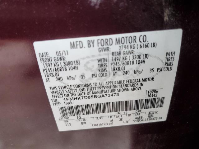 Photo 10 from auction – 2011 FORD EXPLORER X with VIN 1FMHK7D85BGA73473