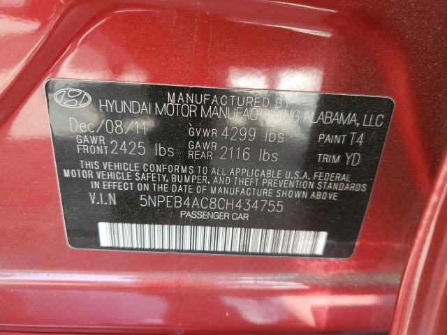 Photo 10 from auction – 2012 HYUNDAI SONATA GLS with VIN 5NPEB4AC8CH434755