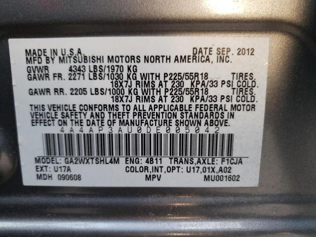 Photo 10 from auction – 2013 MITSUBISHI OUTLANDER with VIN 4A4AP3AU0DE005042