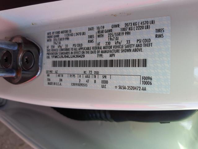Photo 10 from auction – 2020 FORD ESCAPE TIT with VIN 1FMCU9J94LUA36429