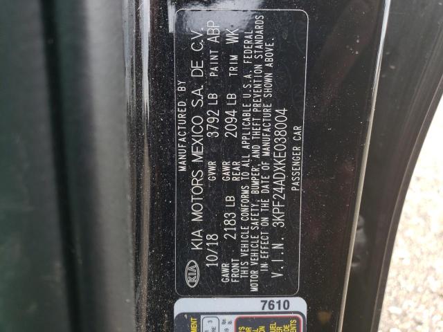 Photo 10 from auction – 2019 KIA FORTE FE with VIN 3KPF24ADXKE038004