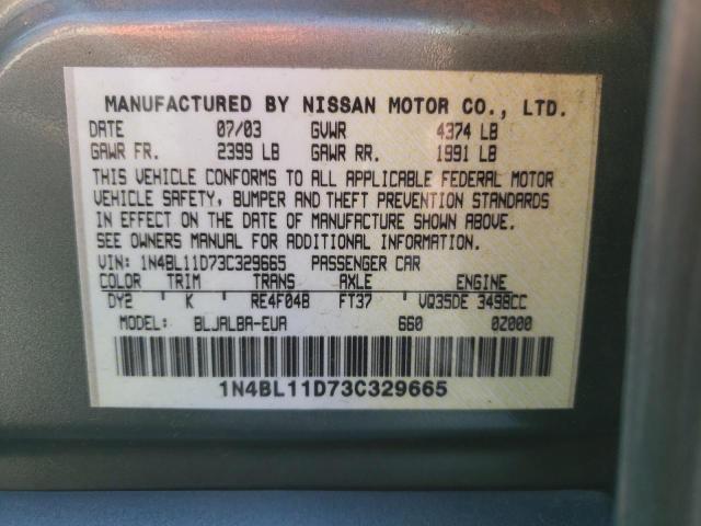 Photo 10 from auction – 2003 NISSAN ALTIMA SE with VIN 1N4BL11D73C329665