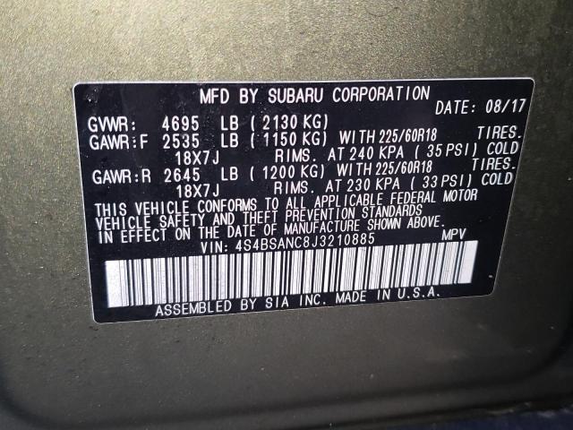 Photo 10 from auction – 2018 SUBARU OUTBACK 2. with VIN 4S4BSANC8J3210885
