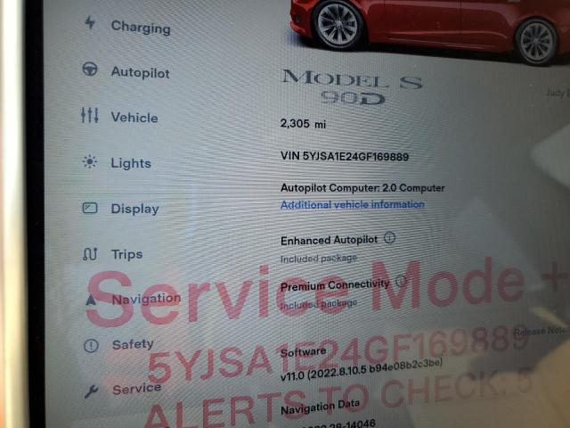 Photo 8 from auction – 2016 TESLA MODEL S with VIN 5YJSA1E24GF169889