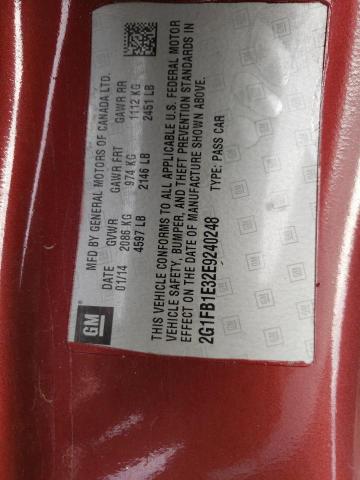 Photo 10 from auction – 2014 CHEVROLET CAMARO LT with VIN 2G1FB1E32E9240248