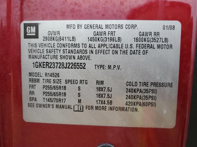 Photo 10 from auction – 2008 GMC ACADIA SLT with VIN 1GKER23728J226552