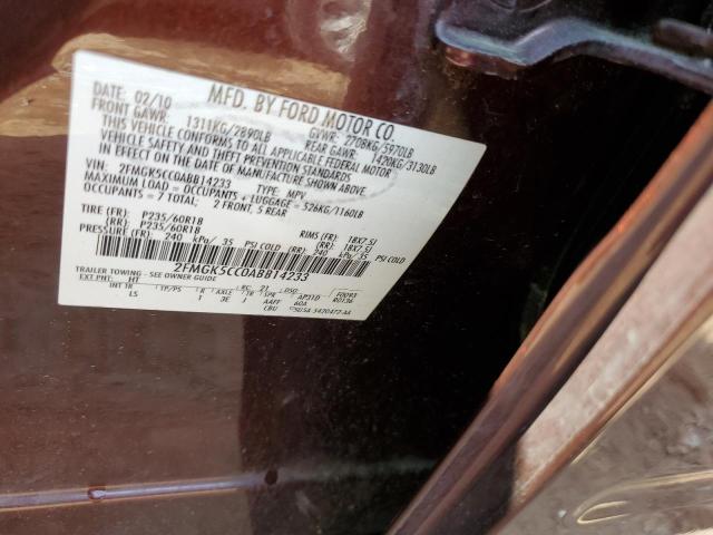 Photo 10 from auction – 2010 FORD FLEX SEL with VIN 2FMGK5CC0ABB14233