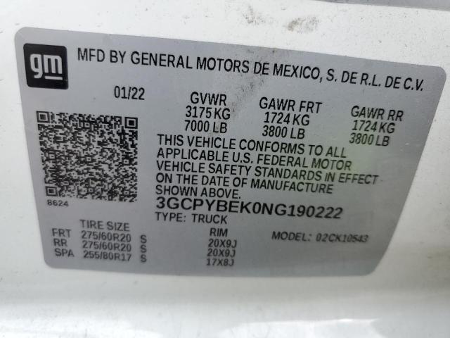 Photo 10 from auction – 2022 CHEVROLET SILVERADO with VIN 3GCPYBEK0NG190222
