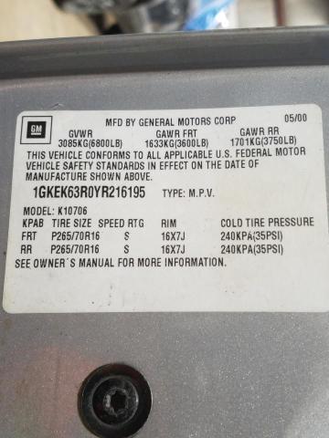 Photo 10 from auction – 2000 GMC DENALI with VIN 1GKEK63R0YR216195