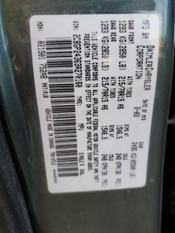 Photo 10 from auction – 2003 CHRYSLER TOWN & COU with VIN 2C8GP24363R270160