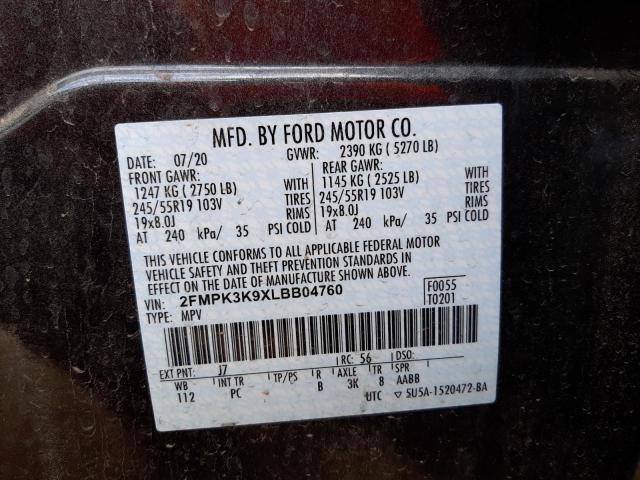 Photo 10 from auction – 2020 FORD EDGE TITAN with VIN 2FMPK3K9XLBB04760