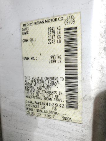 Фото 10 с аукциона – 2010 NISSAN ALTIMA BAS с VIN 1N4AL2AP1AN402932