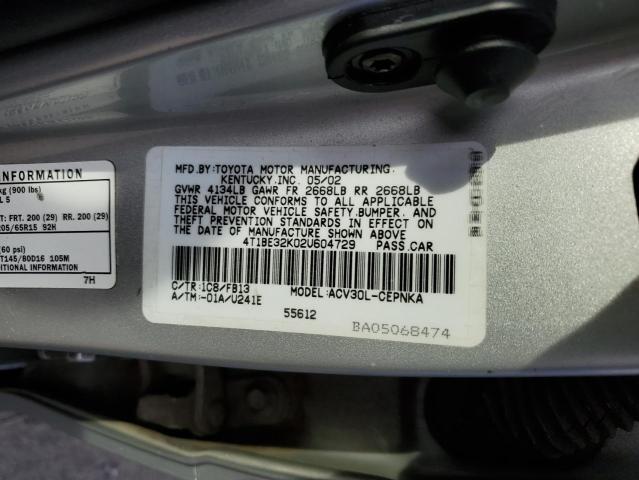 Photo 10 from auction – 2002 TOYOTA CAMRY LE with VIN 4T1BE32K02U604729